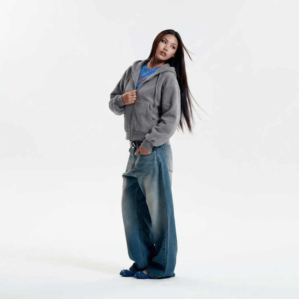 HOURS CLOUD ZIP-UP CROPPED