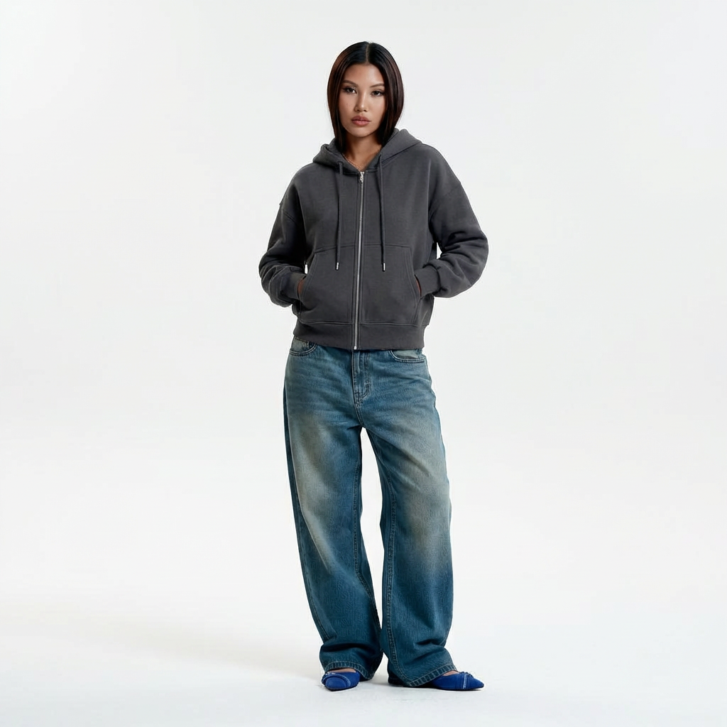 HOURS CLOUD ZIP-UP CROPPED