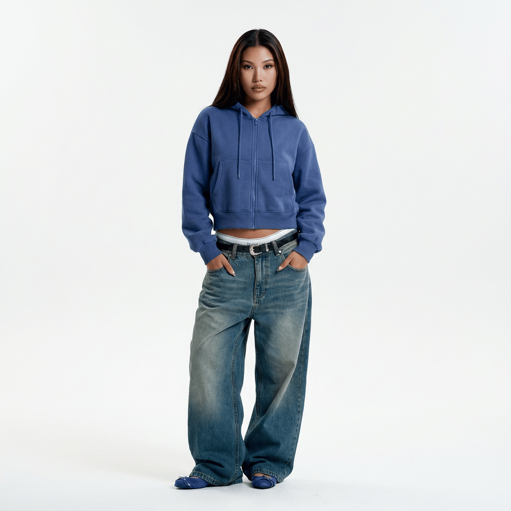 HOURS CLOUD ZIP-UP CROPPED