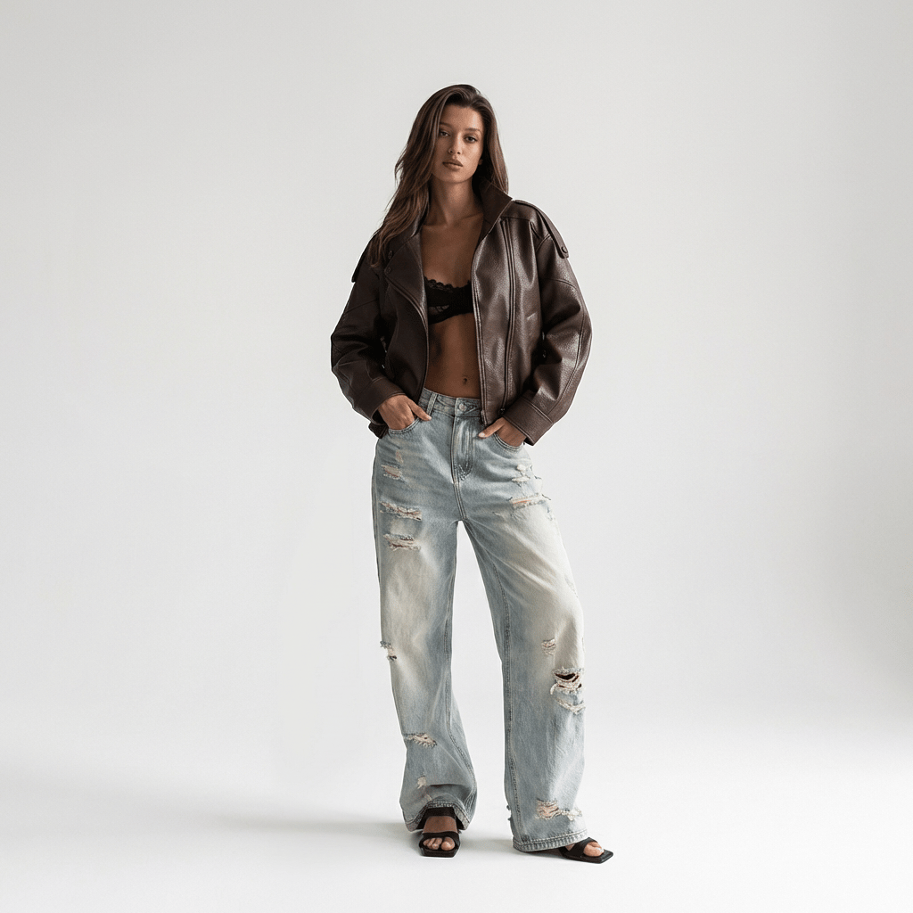 HOURS LONG SLEEVE LEATHER JACKET