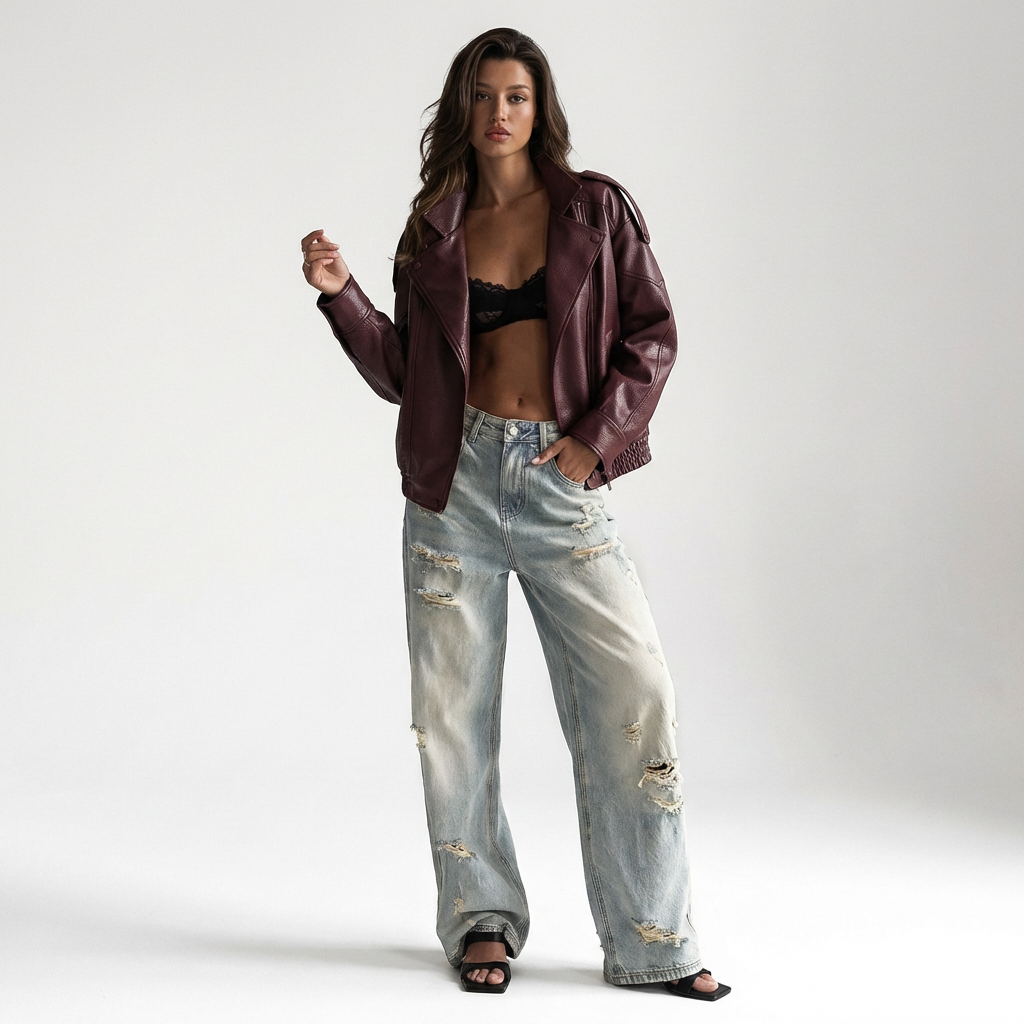 HOURS LONG SLEEVE LEATHER JACKET