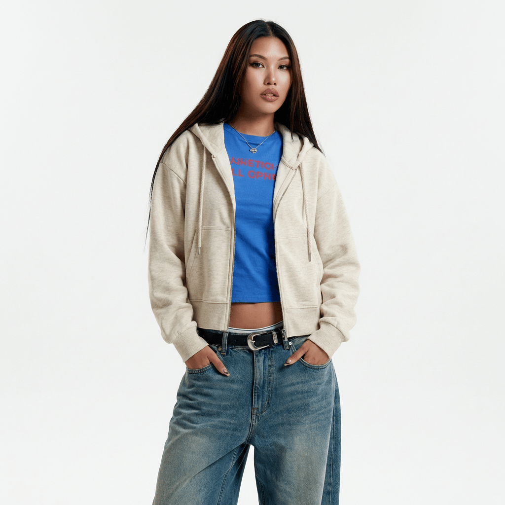 HOURS CLOUD ZIP-UP CROPPED