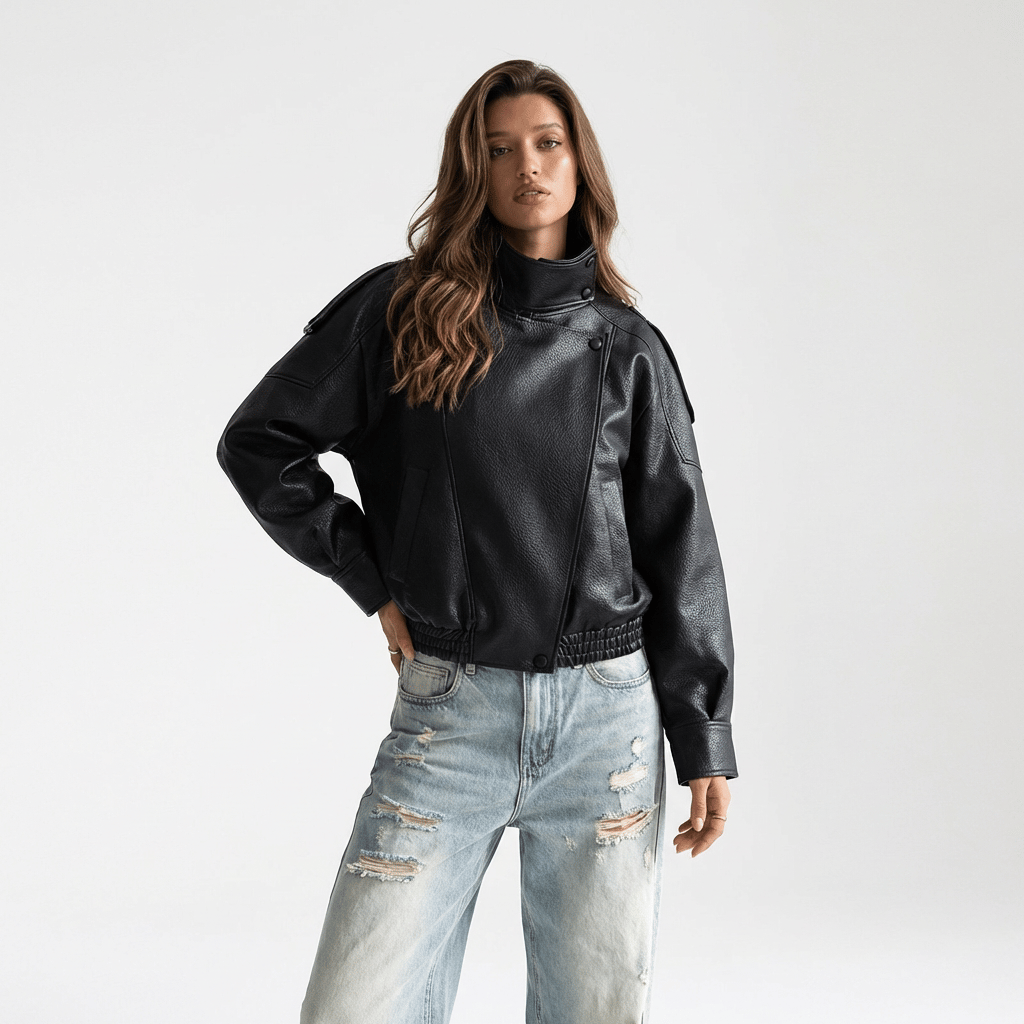 HOURS LONG SLEEVE LEATHER JACKET